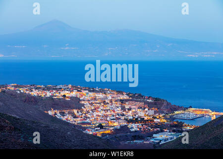 San Sebastian de la Gomera town, Tenerife in the background, San Sebastian de la Gomera, UNESCO Biosphere Site, La Gomera, Canary Islands, Spain Stock Photo