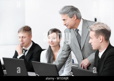 team of young professionals at the training in techno center.business and education Stock Photo