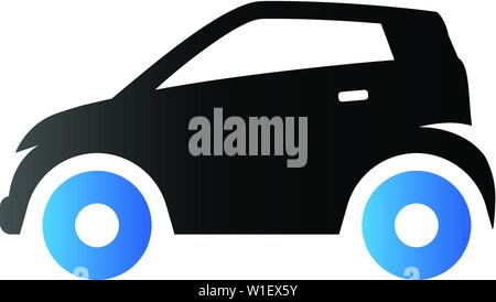 Green car icon in duo tone color. Low emission electric vehicle Stock Vector