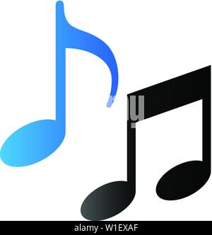 duo color music notes tone with sound rhythm vector illustration Stock ...
