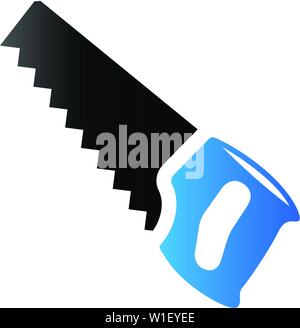 Hand saw icon in duo tone color. Carpenter tool equipment construction Stock Vector