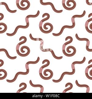 Animal Earth Red Worms for Fishing Seamless Pattern Stock Vector