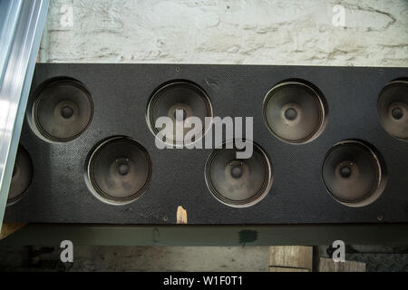 Subwoofer box close up. Stock Photo