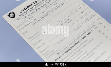 Japanese customs declaration form at airport counter Stock Photo - Alamy