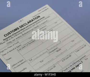 Japanese customs declaration form at airport counter Stock Photo - Alamy