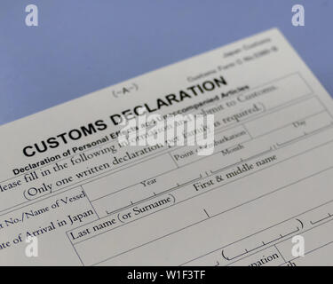 Japanese customs declaration form at airport counter Stock Photo - Alamy