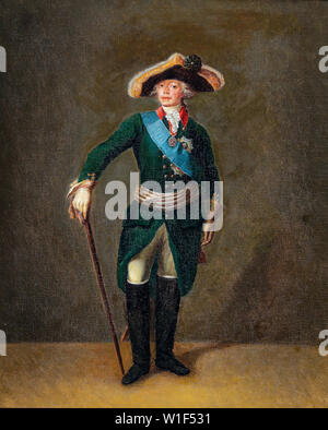 Emperor Paul I of Russia, 1754-1801, in military uniform, portrait painting, circa 1800 Stock Photo