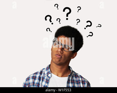 Confused Afro Guy Has Too Many Questions Stock Photo