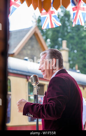 Kidderminster, UK. 29th June, 2019. Severn Valley Railways 'Step back to the 1940's' gets off to a fabulous start this weekend with costumed re-enactors playing their part in providing an authentic recreation of wartime Britain. Credit: Lee Hudson Stock Photo