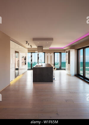 Interiors of a modern apartment, without furniture, sea view Stock Photo