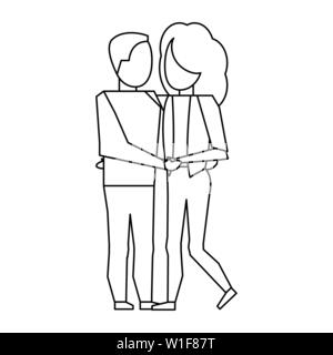 Young couple avatar faceless in black and white