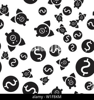 Moneyboxes seamless pattern. Vector illustration on white background. Stock Vector