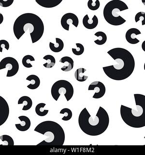 Seamless pattern of vinyl records. Vector illustration on white background. Stock Vector
