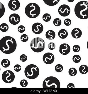 Seamless pattern of dollar coins. Vector illustration on white background. Stock Vector