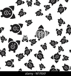 Seamless pattern of pigs. Vector illustration on white background. Stock Vector