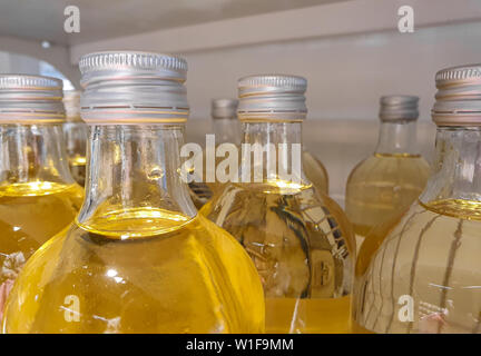 Glass Bottle Filled With Yellow Juice Stock Photo Alamy