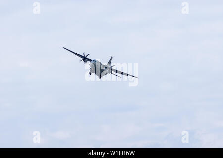 Volkel, Netherlands - June 14, 2019: Alenia C-27J viewed from the front at an airshow Stock Photo