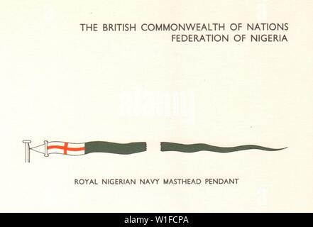 NIGERIA FLAGS. Federation of Nigeria. Royal Nigerian Navy Masthead Pendant 1964 Stock Photo