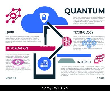Quantum internet technology icons infographics collection, digital vector advert Stock Vector