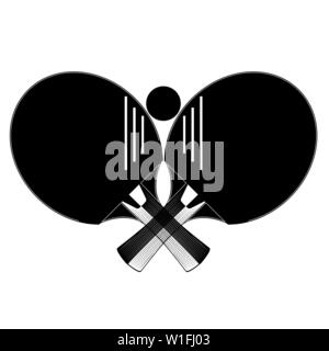 Table tennis racket with ball silhouettes, vector illustration Stock Vector