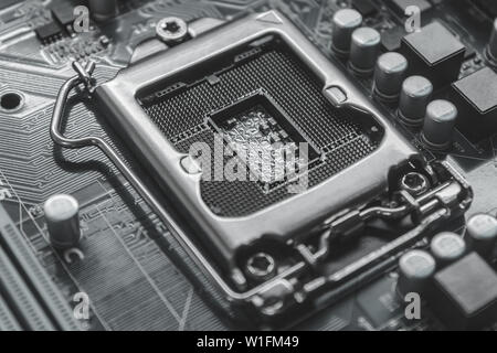 Socket motherboard in black and white photo Stock Photo