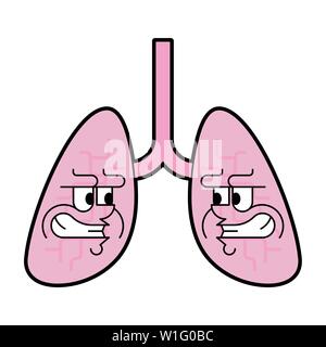 Angry Lungs . Evil Internal organ isolated. Terrible Anatomy Vector illustration Stock Vector