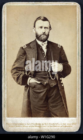Ulysses S. Grant (1822-85), General of Union Army during American Civil War, 18th President of the United States 1869-77, Three-Quarter Length Portrait, Photograph, Mathew B. Brady, Carte de visite, 1865 Stock Photo