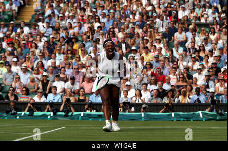London, UK. 02nd July, 2019. Wimbledon, 2 July 2019 - Serena Williams during her first round victory over Giulia Gato-Monticone of Italy. Credit: Adam Stoltman/Alamy Live News Stock Photo