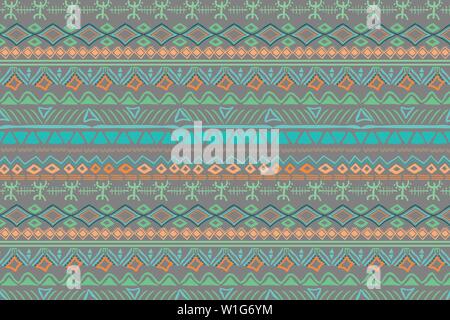 Tribal art pattern. Ethnic geometric print. Aztec colorful repeating background texture. Stock Vector