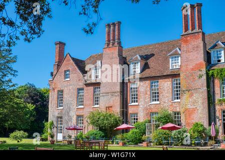 Country-house hotel, rear garden view, Hintlesham Hall, Hintlesham, Ipswich, Suffolk, UK Stock Photo