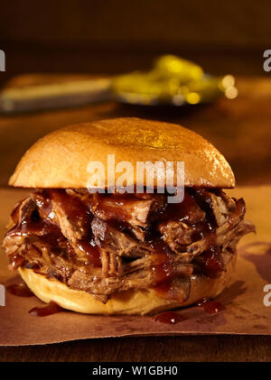 BBQ Pulled Pork Sandwich Stock Photo