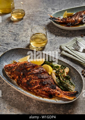 spice rubbed red snapper Stock Photo