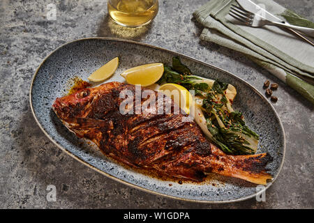 spice rubbed red snapper Stock Photo