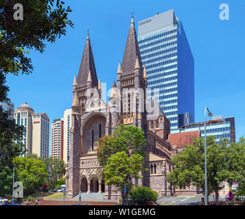 St John's Cathedral, Cathedral Square, Central Business District, Brisbane, Queensland, Australia Stock Photo