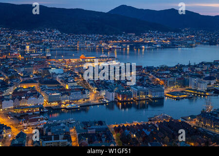 view from Fløyen to Bergen, Norway Stock Photo