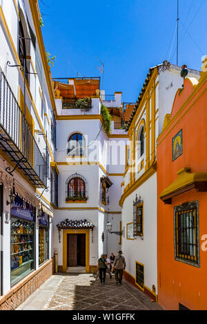 Barrio de Santa Cruz or old Jewish Quarter of Seville Spain Stock