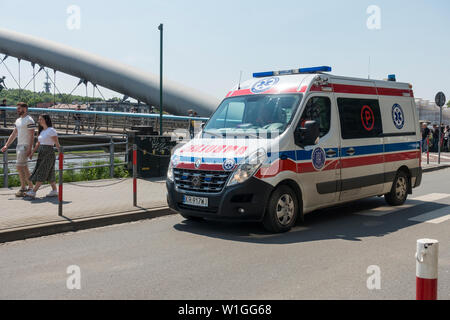 Polish Ambulance on the streets of Krakow, Poland, Europe. Stock Photo