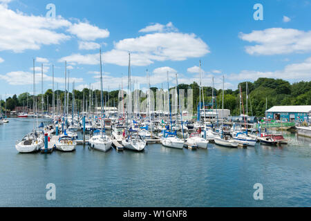 Hamble Point Marina with many yachts moored on the River Hamble in Hampshire, UK Stock Photo