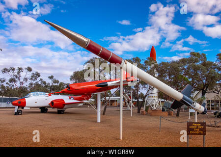 Woomera National Aerospace and Missile Park, Royal Australian Air Force (RAAF) Woomera Heritage Centre, South Australia. Stock Photo