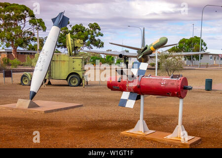 Woomera National Aerospace and Missile Park, Royal Australian Air Force (RAAF) Woomera Heritage Centre, South Australia. Stock Photo