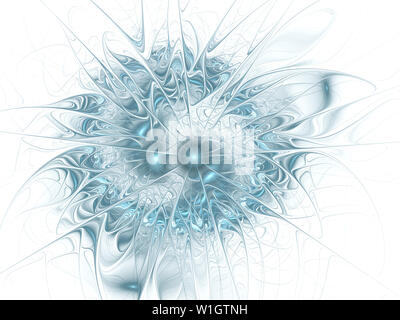 Fabulous fractal pattern in blue. Digital fractal art. Smooth blue Fiery blossom. Bright abstract blue background for design, site design - raster ill Stock Photo