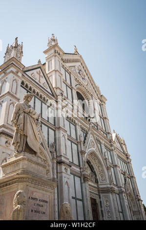 Danthe Alighieri, author of the Divine Comedy.  Statue located in front of Santa Croce, Firenze, Italy Stock Photo