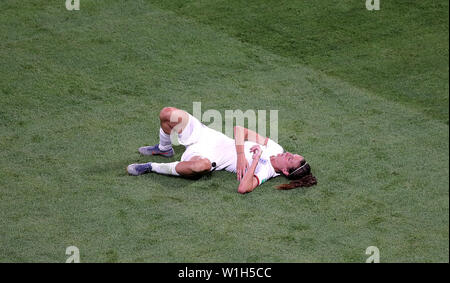 England's Jill Scott appears dejected after the final whistle during the FIFA Women's World Cup Semi Final match at the Stade de Lyon. Stock Photo