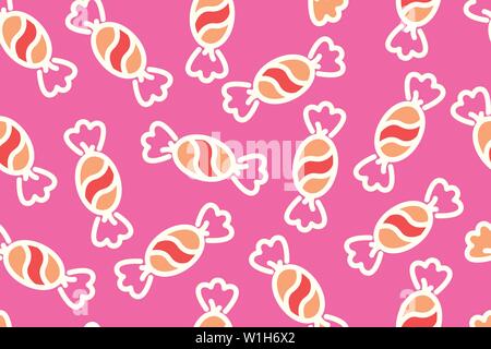 Seamless texture background with Candies on pink color Stock Vector
