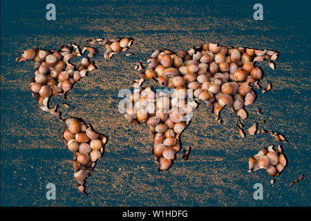 Roughly outlined world map with white background Stock Photo
