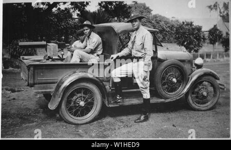 One of our speed cars mounted with Heavy Browning Machine Gun to offset any possibility of rioting during the 1932 Presidential Elections in Nicaragua., 1927 - 1981; General notes:  Use War and Conflict Number 375 when ordering a reproduction or requesting information about this image. Stock Photo