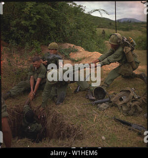 An infantryman of B Troop, 1st Squadron, 9th Cavalry fires an M16 at a ...