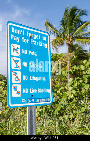 Florida Collier County,Fort Ft. Myers Beach,Gulf of Mexico Coast,public beach beaches,sign,logo,rules,regulations,information,graphics,no symbol,no al Stock Photo