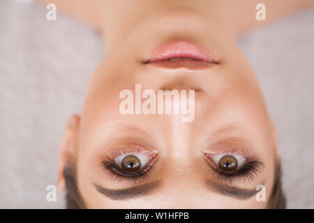 Eyelashes Extensions Procedure In Spa Beauty Salon Top View Stock