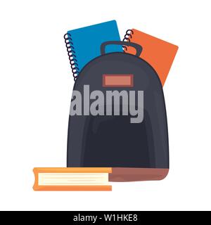 backpack books and notebook back to school vector illustration Stock Vector